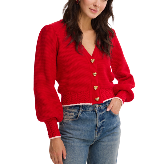 SOLID PIPER CARDIGAN RED