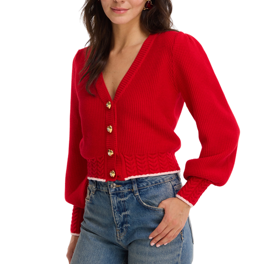 SOLID PIPER CARDIGAN RED