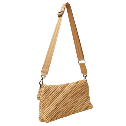 EMBRACE CLUTCH BEIGE RAFFIA