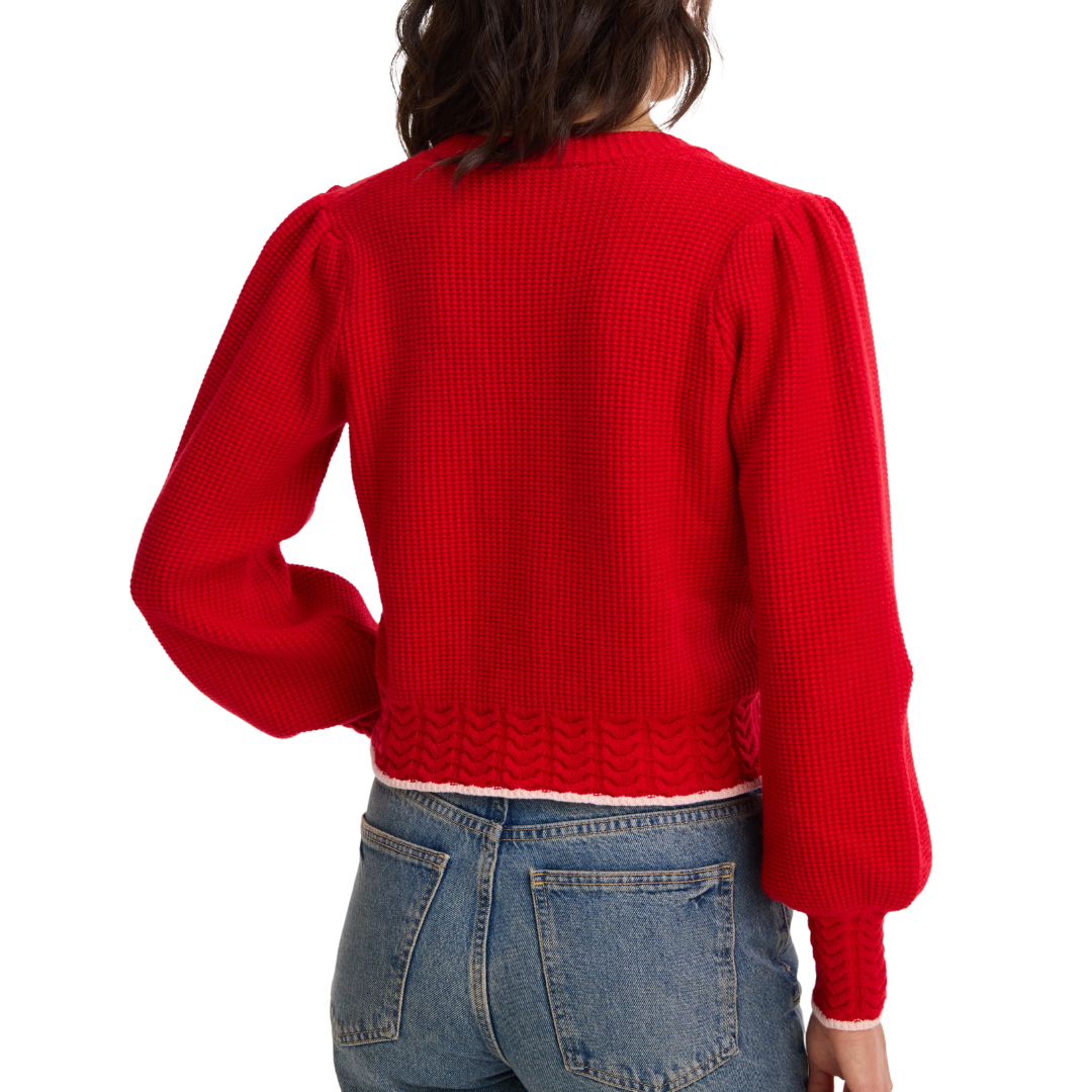SOLID PIPER CARDIGAN RED