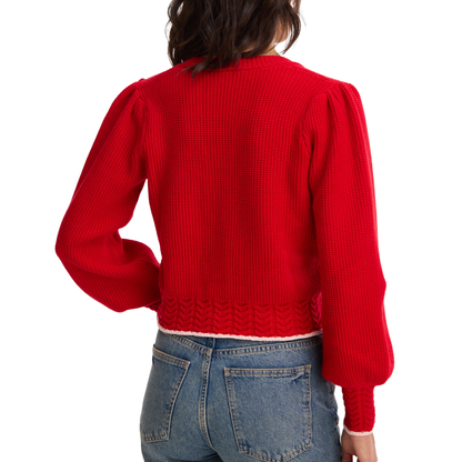 SOLID PIPER CARDIGAN RED