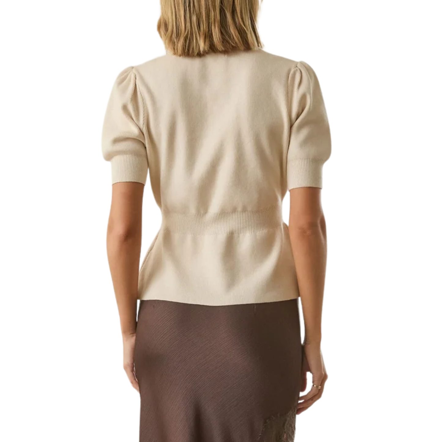KATRINA SHORT SLEEVE RIBBED CARDIGAN IVORY