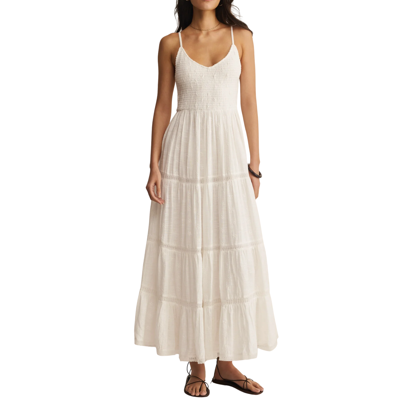 BEHATI EYELET MIDI DRESS WHITE