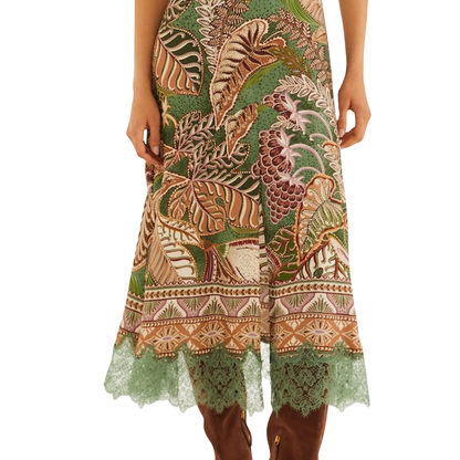 DOTTED FOLIAGE MAXI DRESS GREEN