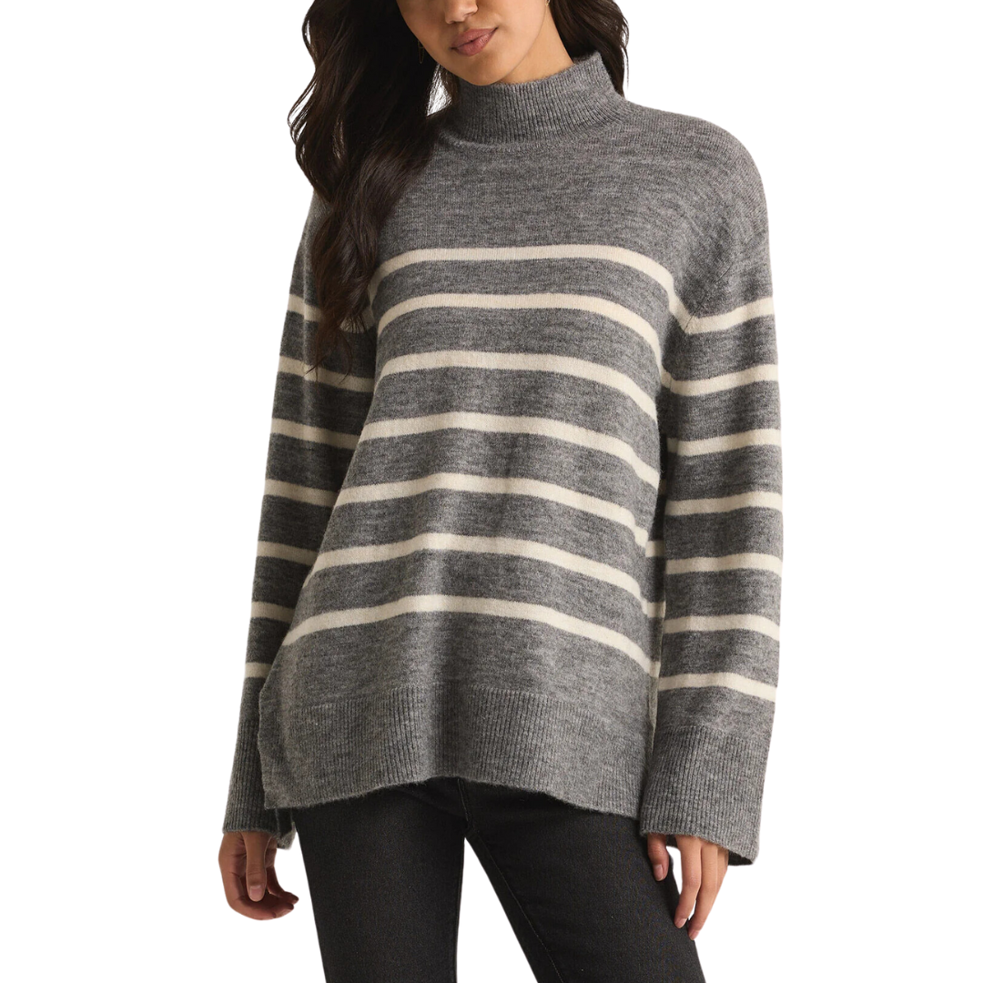 FIN STRIPE SWEATER GREY