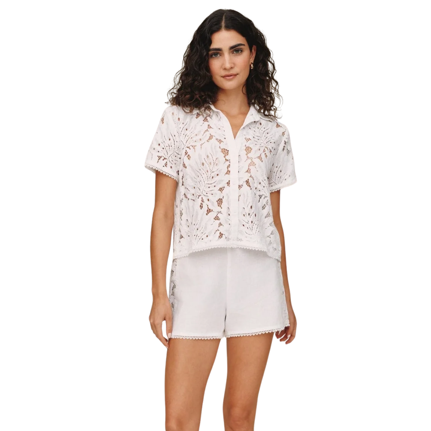 SIDE INSET LACE SHORT WHITE