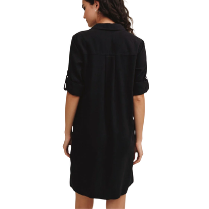 LONG SLEEVE A LINE DRESS VINTAGE BLACK