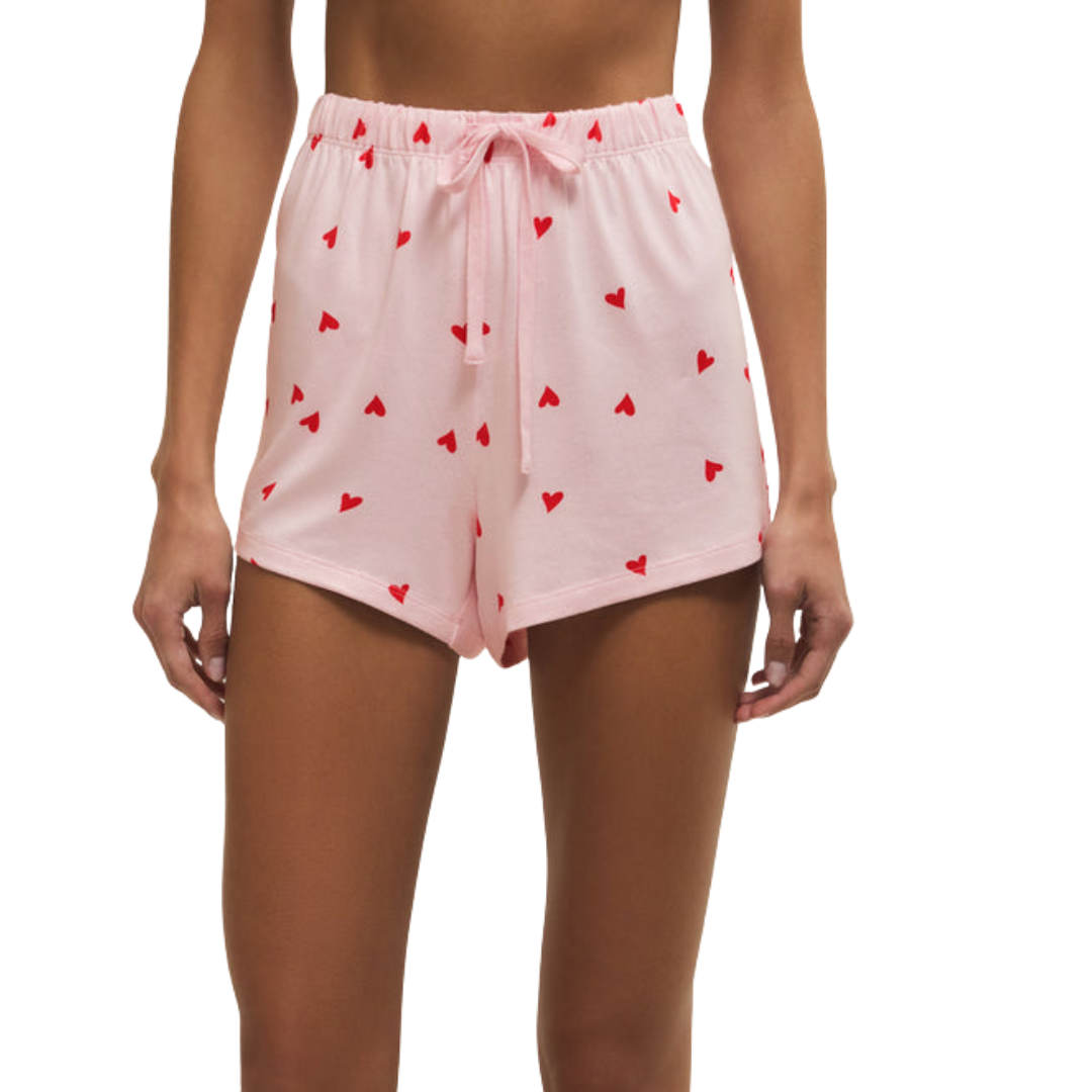 LOVE FIRST HEART SHORT PINK MARSHMALLOW