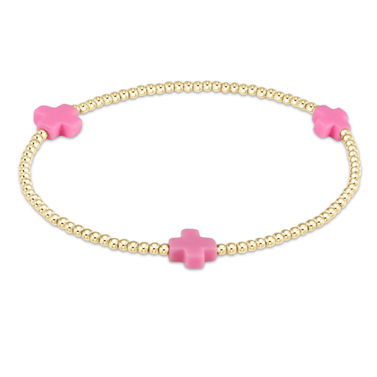 2MM SIGNATURE SMALL CROSS BRACELET BRIGHT PINK