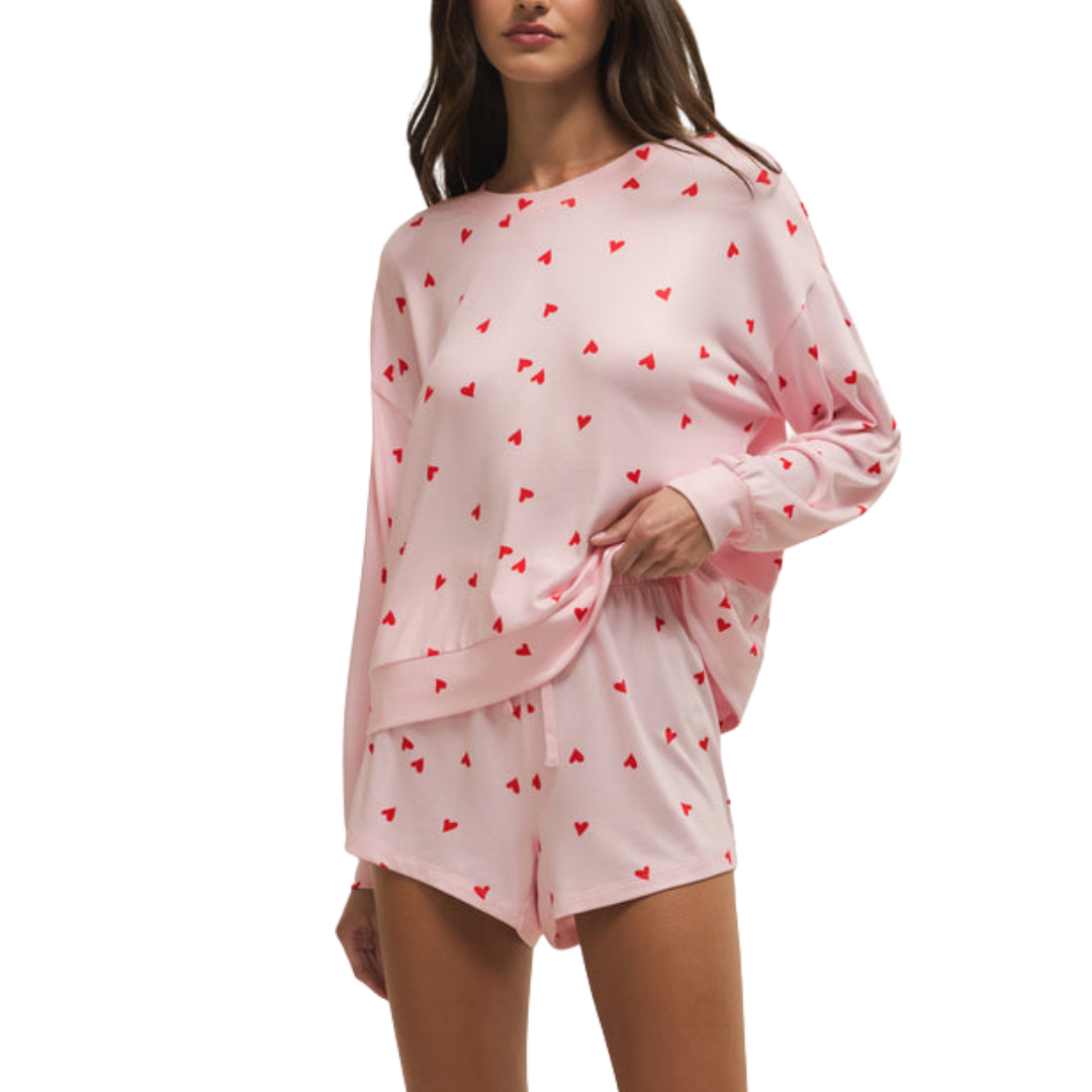 LOVE FIRST HEART SHORT PINK MARSHMALLOW