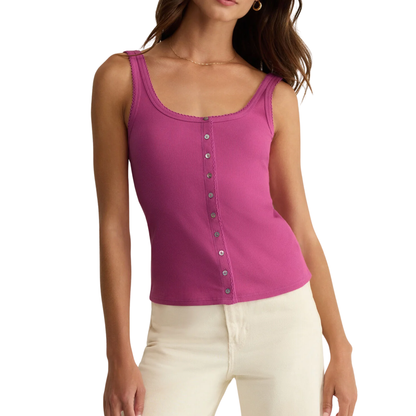 NIKO SCALLOP RIB TANK TOP BERRY BLUSH
