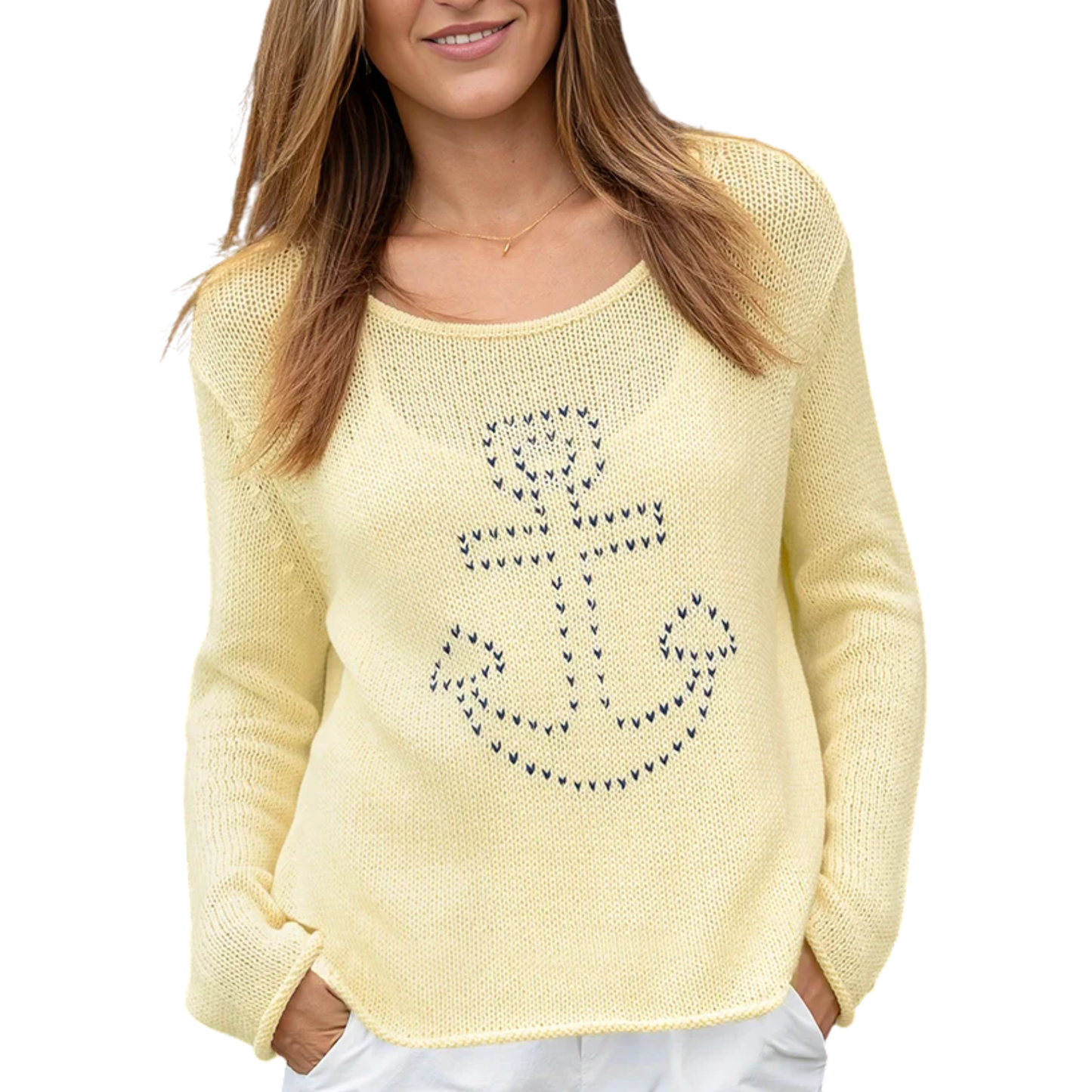 ANCHOR CREW COTTON SWEATER SUNLIGHT
