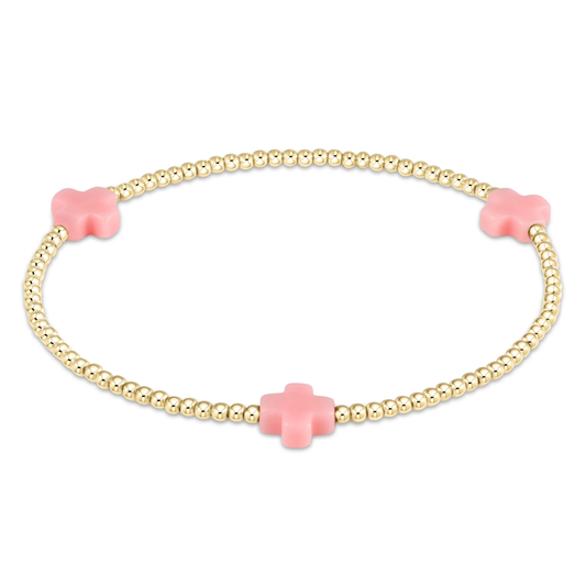 2MM SIGNATURE SMALL CROSS BRACELET PINK