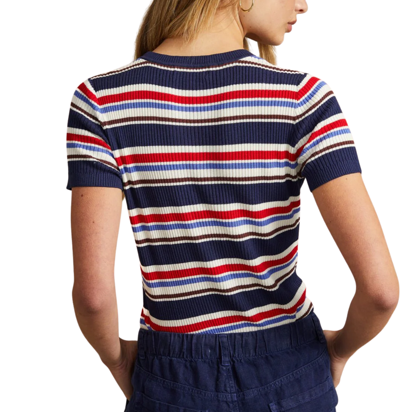 FITTED CREW TEE SEASIDE STRIPE