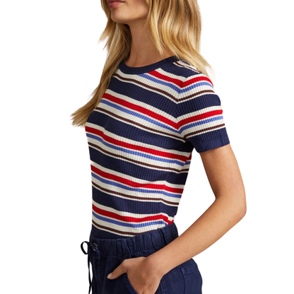FITTED CREW TEE SEASIDE STRIPE