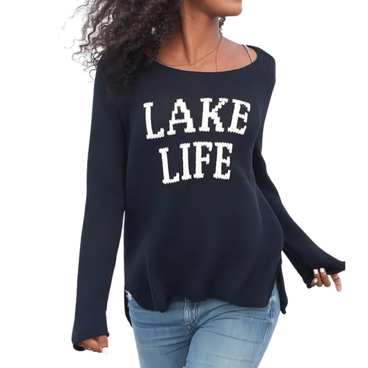 LAKE LIFE CREW COTTON SWEATER INDIGO