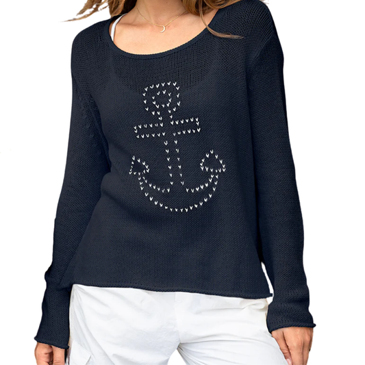 ANCHOR CREW COTTON SWEATER INDIGO