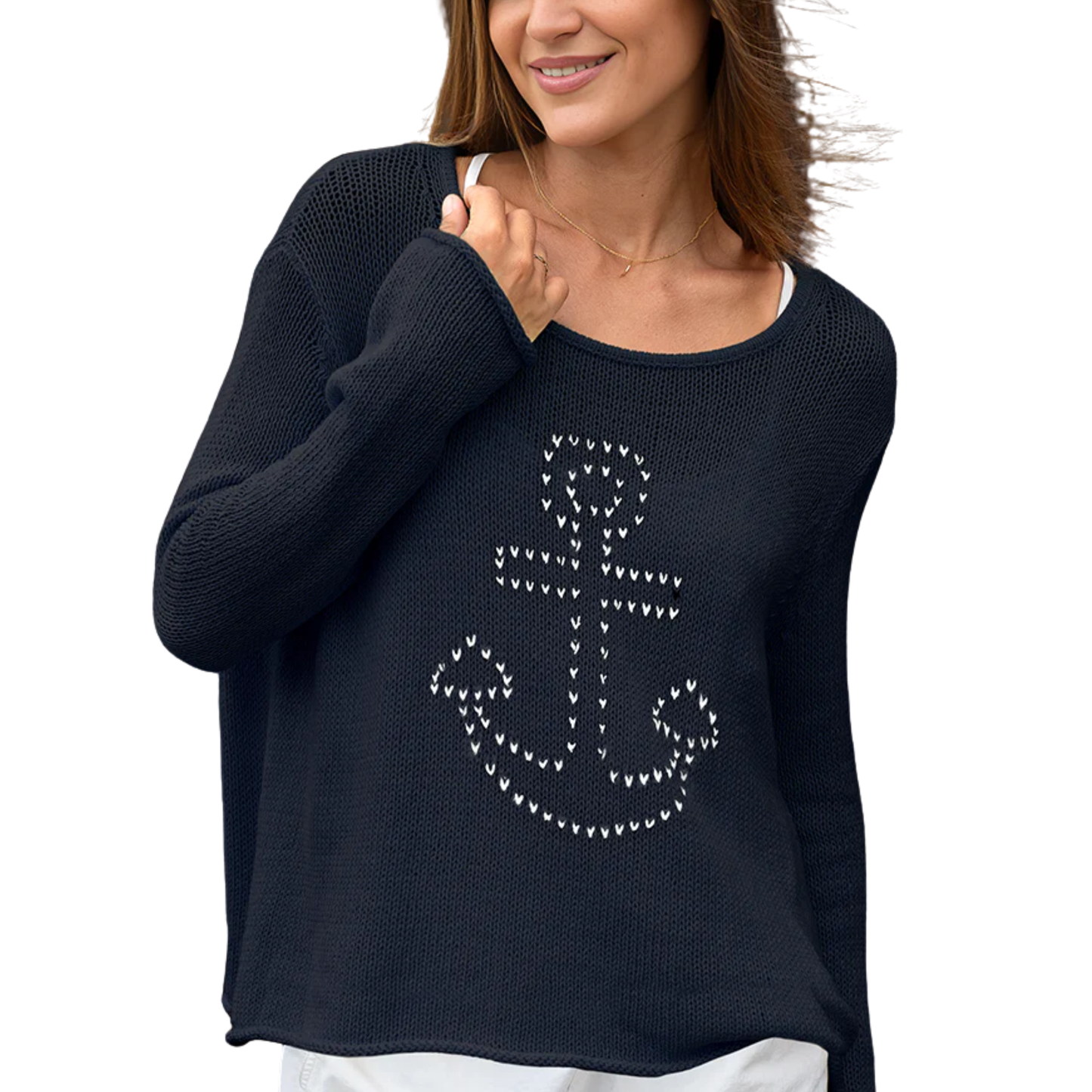 ANCHOR CREW COTTON SWEATER INDIGO