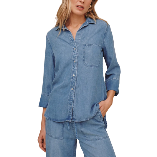 LONG SLEEVE SHIRT TAIL BUTTON DOWN INDIGO HARBOR WASH
