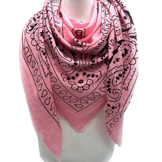 FLORA BANDANA SCARF BRIGHT PINK