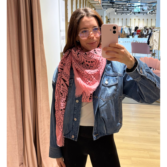 FLORA BANDANA SCARF BRIGHT PINK