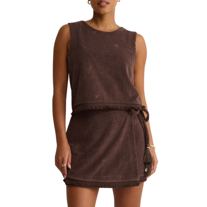 CANOPY WRAP SKIRT CHOCOLATE CHERRY