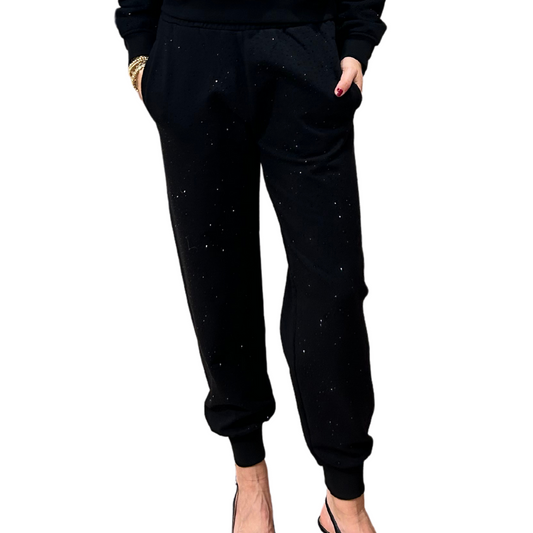 RUEL COMPACT CRYSTAL SWEATPANT BLACK