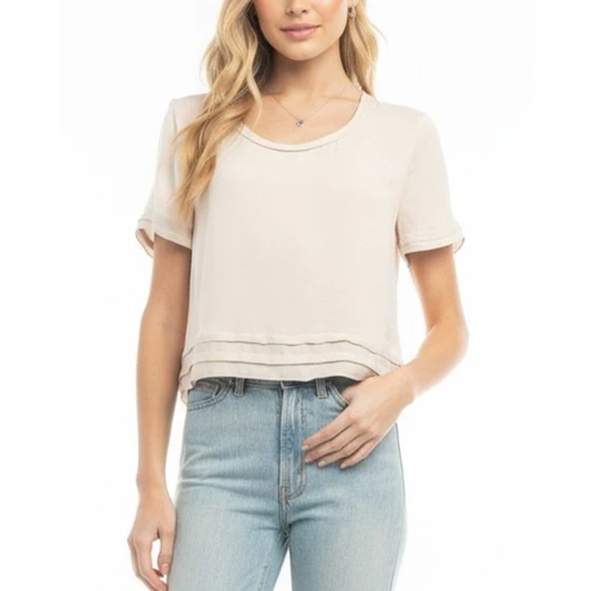 LISI CROPPED TRIM TOP PAPYRUS