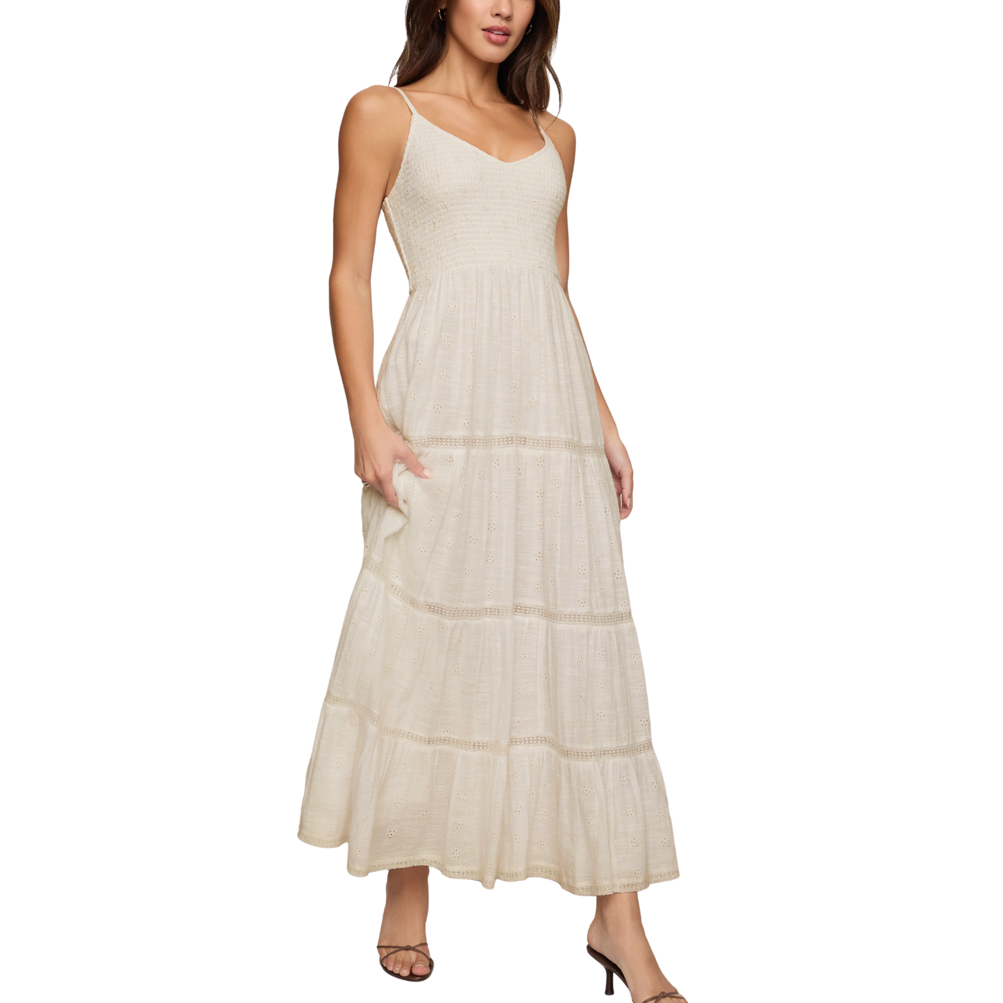 BEHATI EYELET MIDI DRESS WHITE