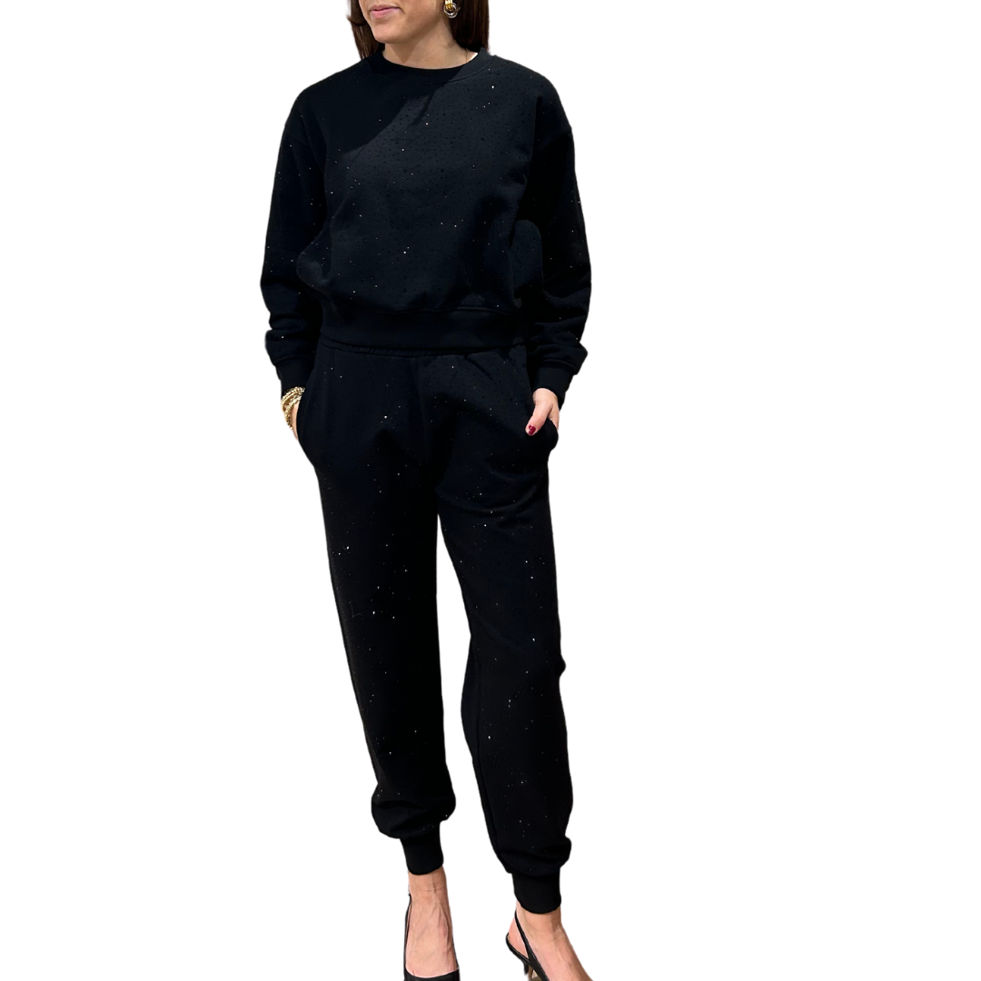 RUEL COMPACT CRYSTAL SWEATPANT BLACK