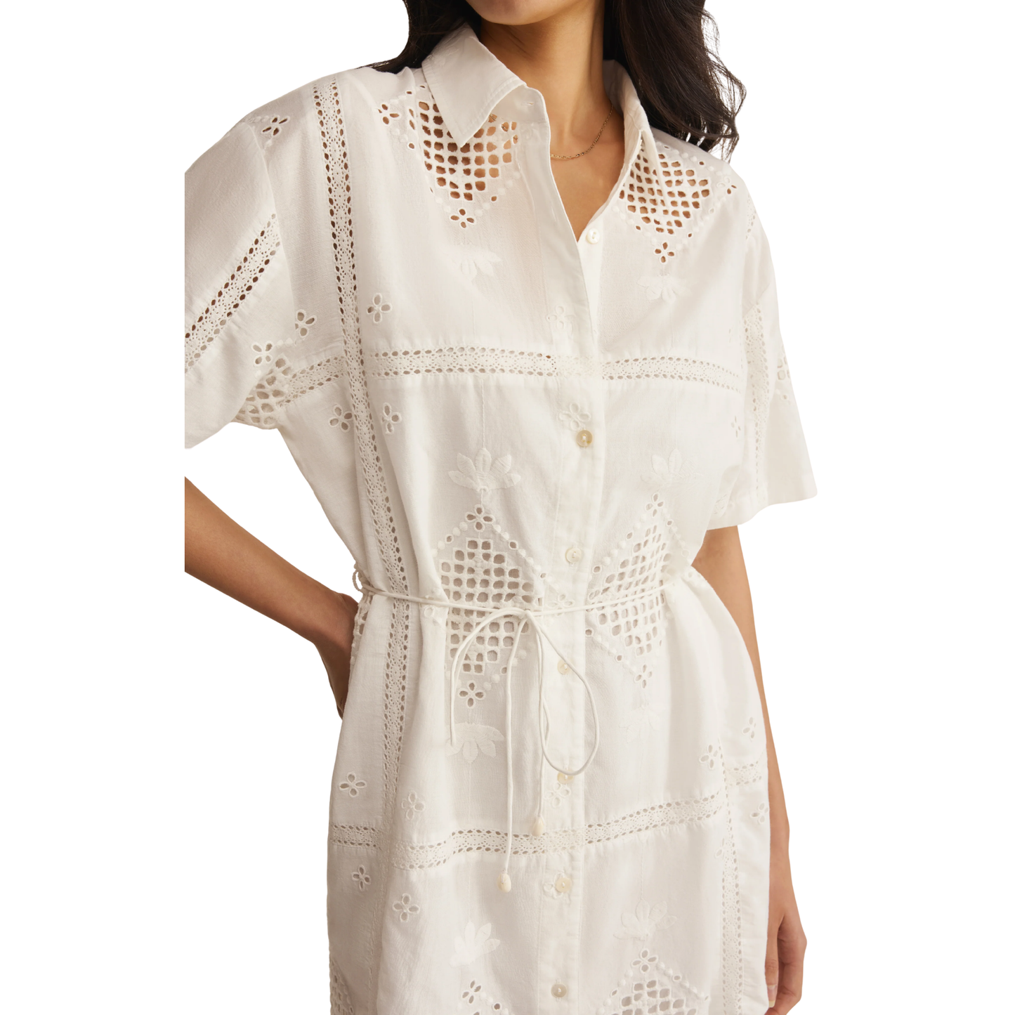 ANNABELLE EYELET DRESS WHITE
