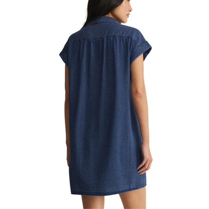 SHELLBOUND TWILL DRESS TWILIGHT BLUE