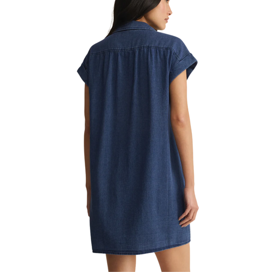 SHELLBOUND TWILL DRESS TWILIGHT BLUE