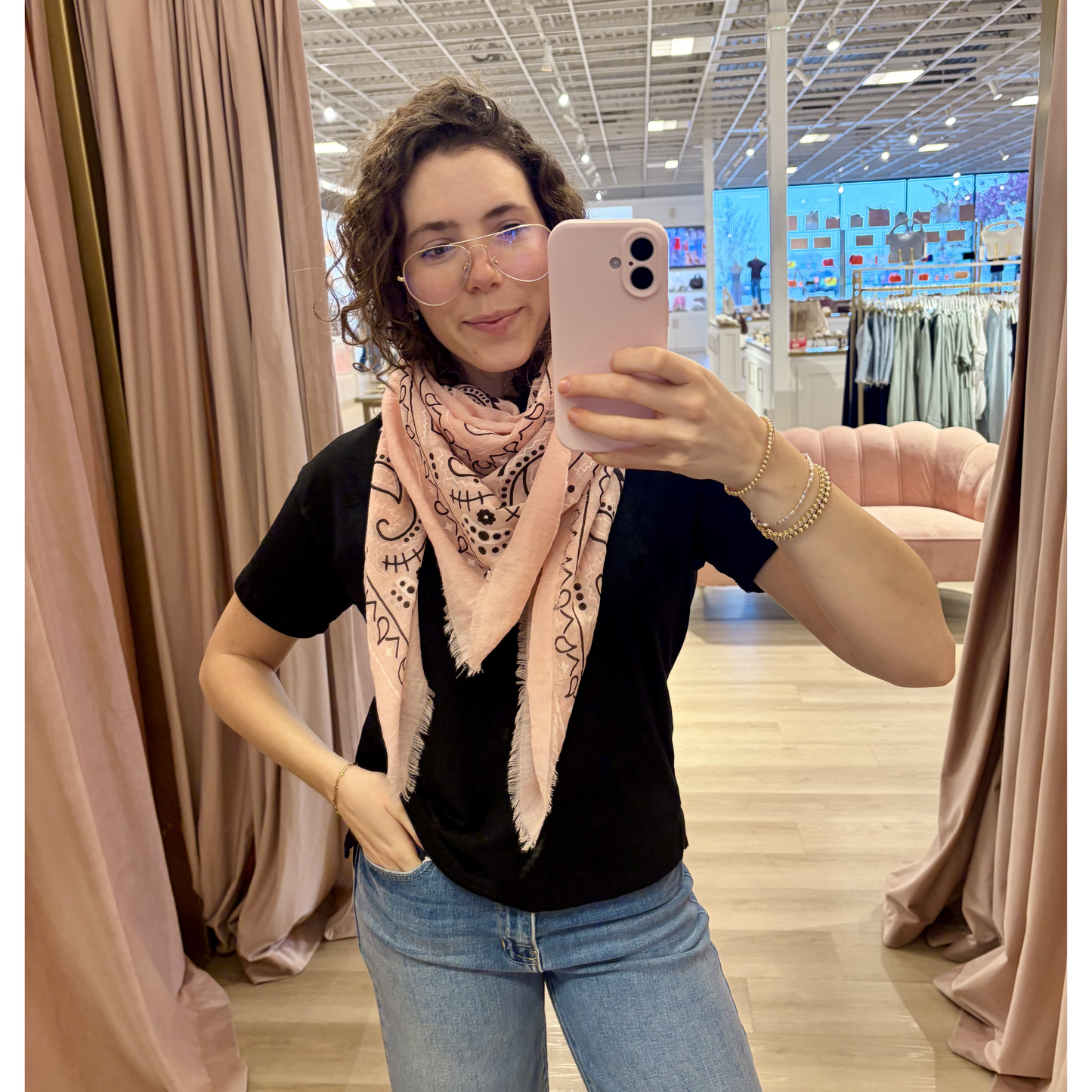 ELOISE BANDANA SCARF LIGHT PINK