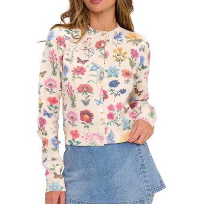 CAFE CARDIGAN FRENCH FLORAL KNIT