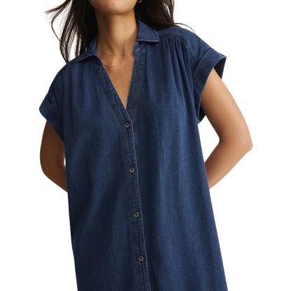 SHELLBOUND TWILL DRESS TWILIGHT BLUE