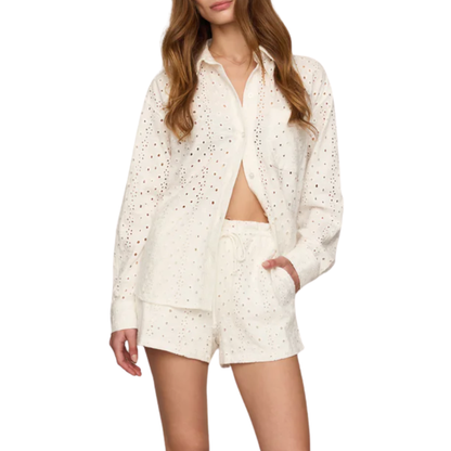 CAY KNIT EYELET SHORT WHITE