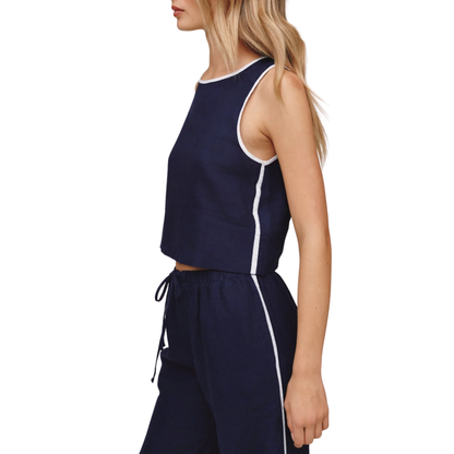 CONTRAST KEYHOLE TANK TOP NAUTICAL NIGHT