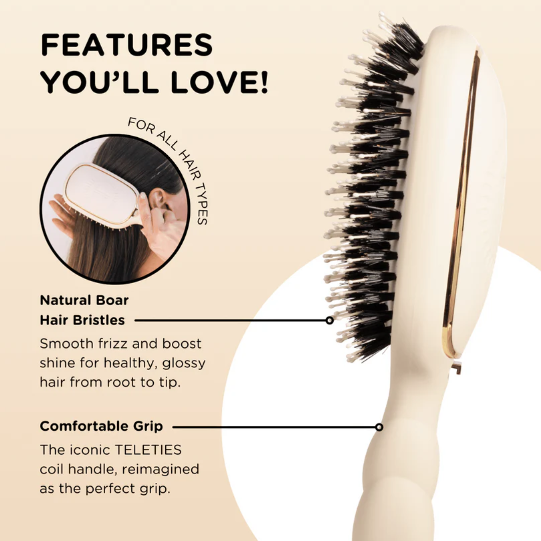 BOAR BRISTLE BRUSH - THICK HAIR TAN