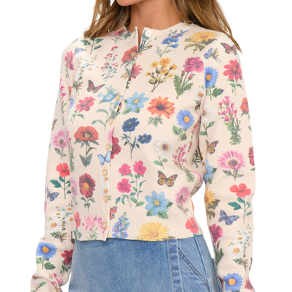CAFE CARDIGAN FRENCH FLORAL KNIT