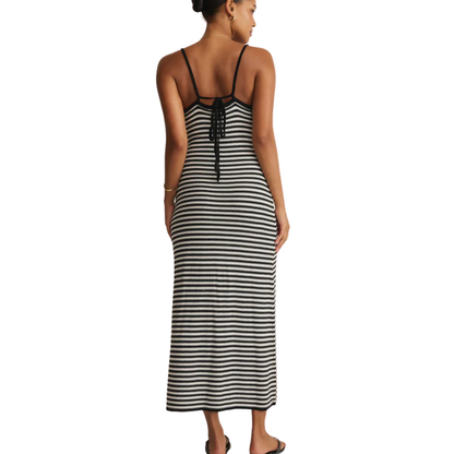 MAJESTIC STRIPED MIDI DRESS BLACK
