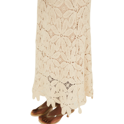 ONE SHOULDER CROCHET DRESS OFF WHITE