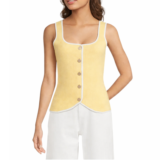 CONTRAST PIPING SWEATER VEST YELLOW