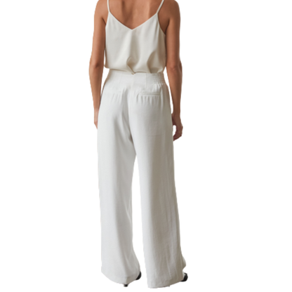 PLEATED WIDE LEG PANTS WHITE