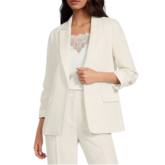 CINCHED SLEEVE BLAZER ECRU