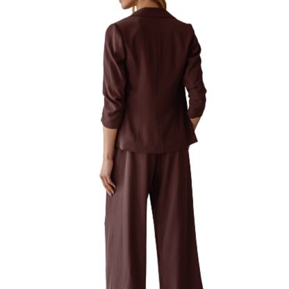ESPRESSO SHIRRED SLEEVE BLAZER