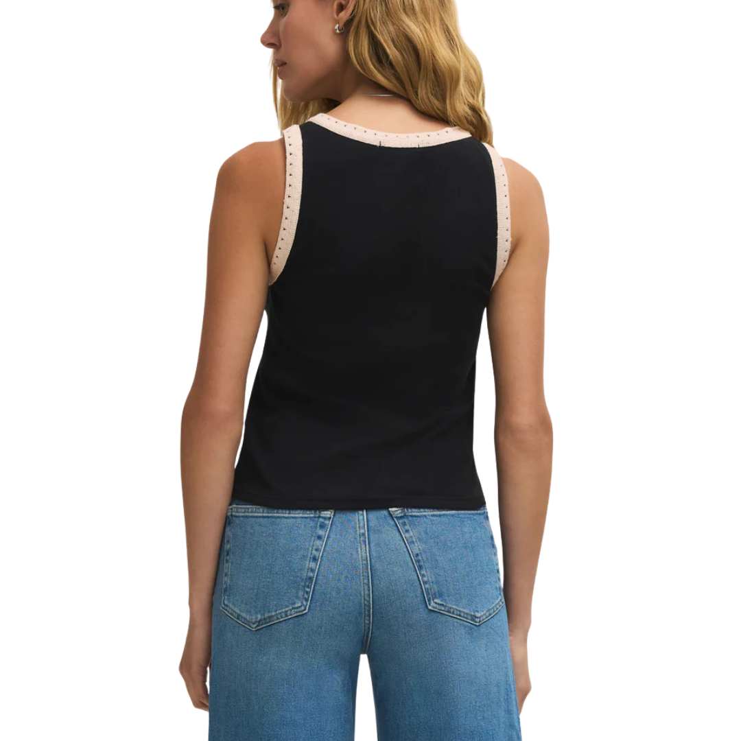 CLARKE RIB TANK TOP BLACK