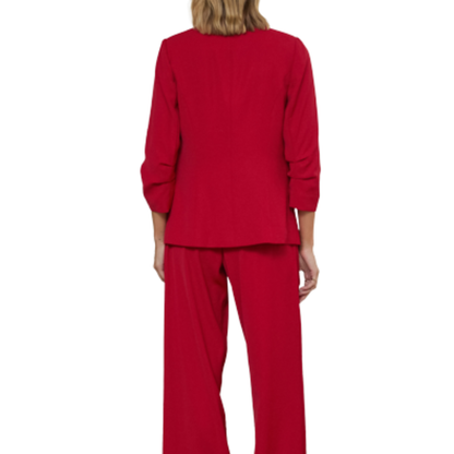 JESTER RED SHIRRED SLEEVE BLAZER