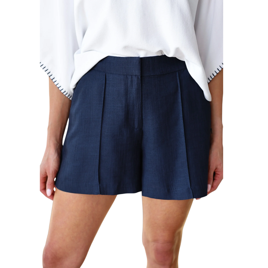 PIN TUCK SHORTS NAVY
