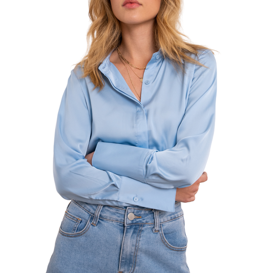 LEA SATIN SHIRT SKY